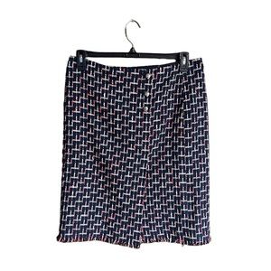 Talbots | Nautical Tweed Fringed-Hem Pencil Skirt Size 12